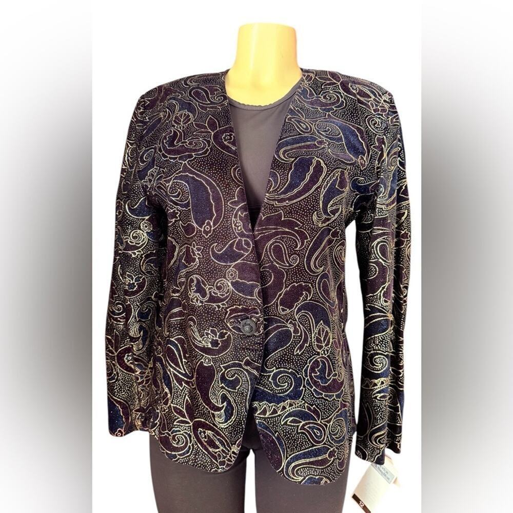 Vintage Norton McNaughton Velvet Paisley Blazer Jacket Size 12 Made in USA NWT